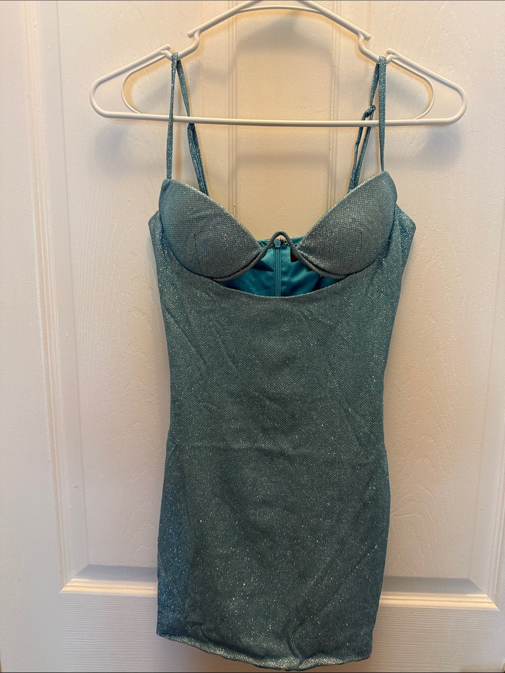 Dressmezee Shimmery blue Bodycon Mini Dress